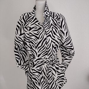 NEW - UBU - WOMENS   ZEBRA PRINT  TRENCH COAT  SIZE : L